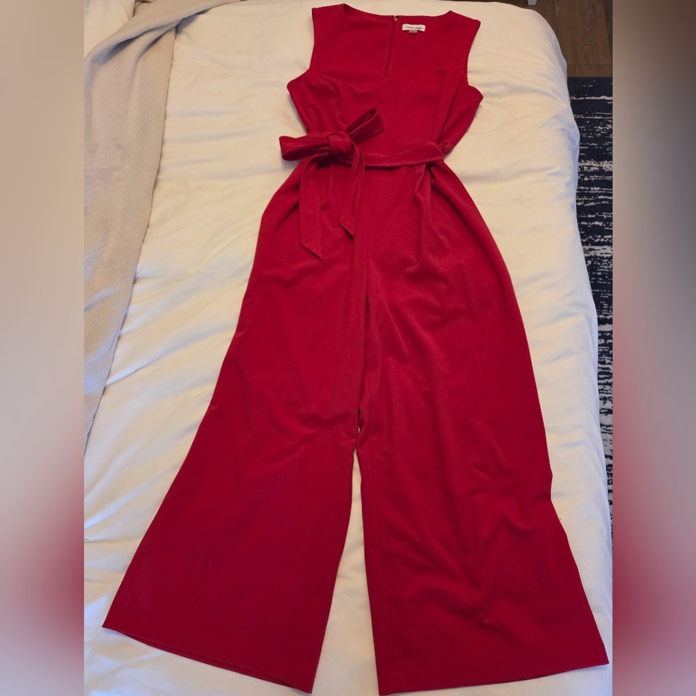 Calvin Klein Red Sleeveless Jumpsuit